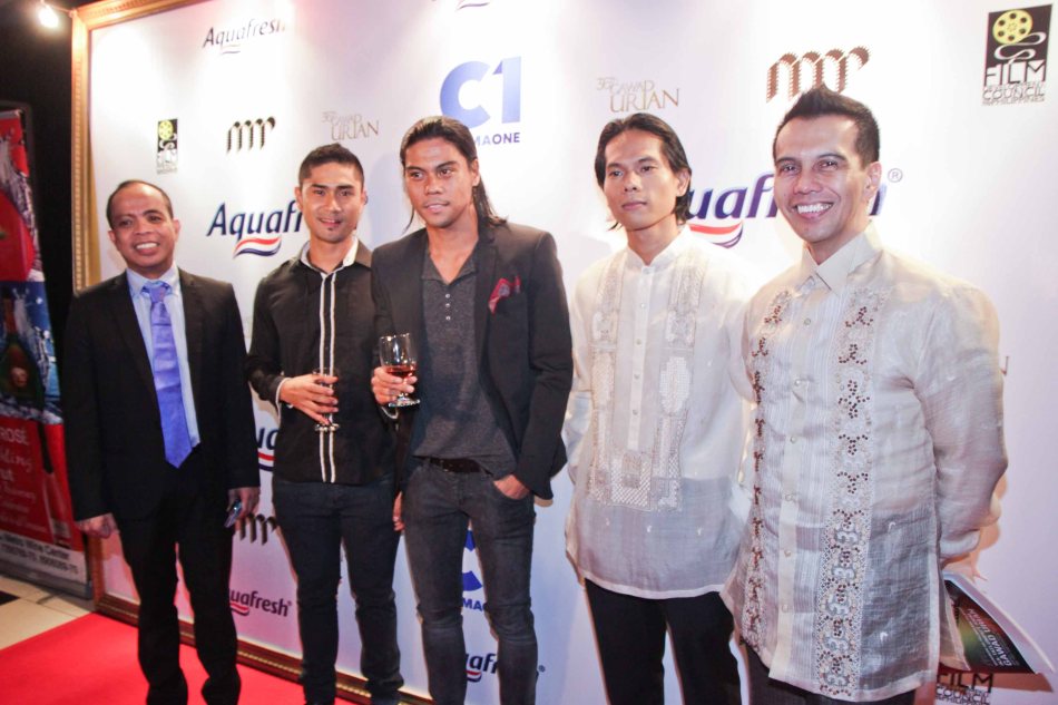 from left: Head of Cinema One and Velvet Ronald Arguelles, Myke Salomon, Jerald Napoles, Best Supporting Actor nominee Dax Alejandro (BAYBAYIN) and Dr. Mike Rapatan of MPP. Pic was taken during 36th URIAN awards night at the NBC tent last June 18, 2013. Photo by Jude Bautista