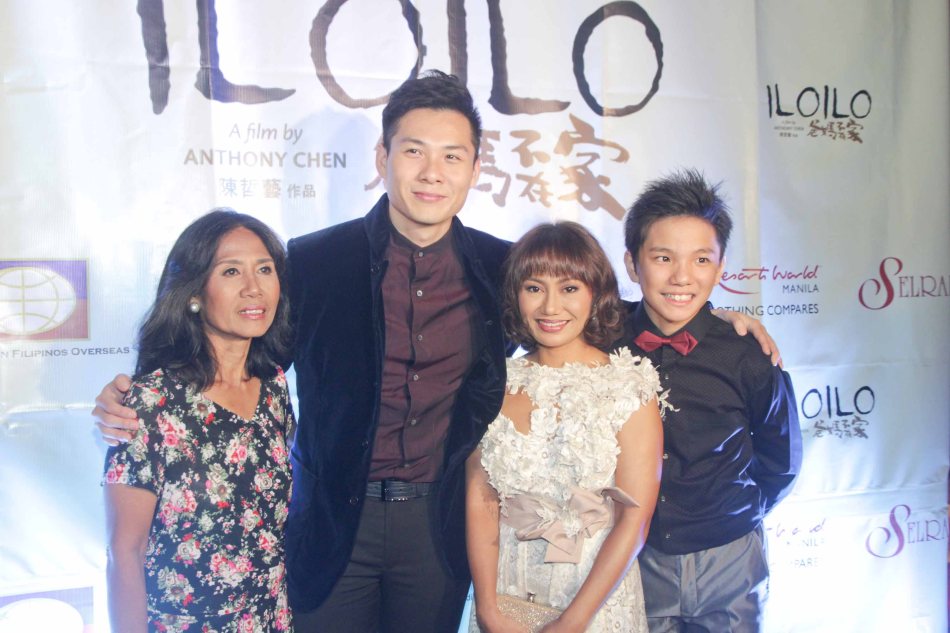 ILO ILO stars from left: Teresita Sajonia, Anthony Chen, Angeli Bayani and Koh Jialer. Photo taken at the ILO ILO premiere at the Newport Performing Arts Theater, Resort’s World Manila last December 2, 2013. Catch the CANNES and Golden Horse award winning film ILO ILO in Philippine theaters NOW. Photo by Jude Bautista