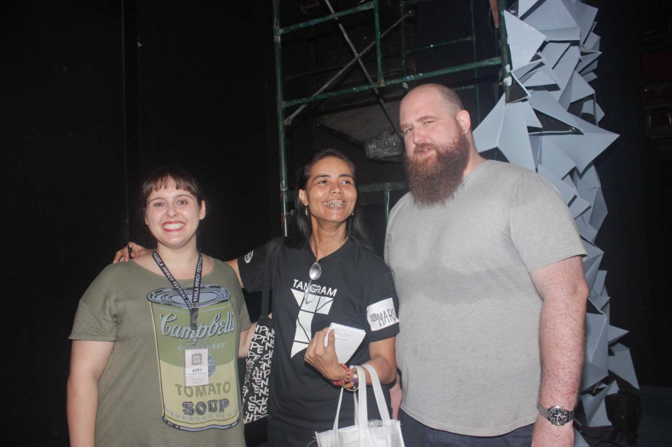 Mars Callo (center) with Eastern European Grandparents Amy Currie and Luke Rimmelzwaan of IMPROMAFIA from Brisbane, Australia. The 3rd International Manila Improv Festival runs from July 8-12, 2015 at the PETA Theater Center. Photo by Jude Bautista.