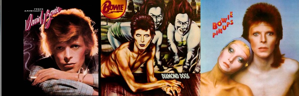 albums from left: Young America (March 1975), Diamond Dogs (May 1974), Pin Ups (Oct 1973) http://www.davidbowie.com/sound