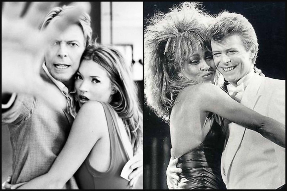 David Bowie with left: Kate Moss, right: Tina Turner