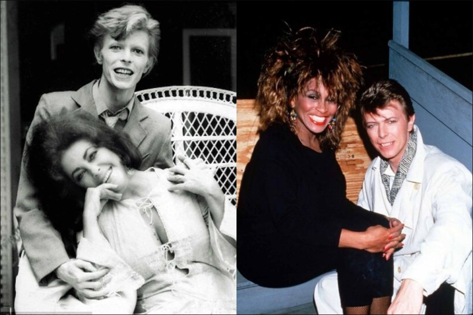 David with (left) Liz Taylor and (right) Tina Turner