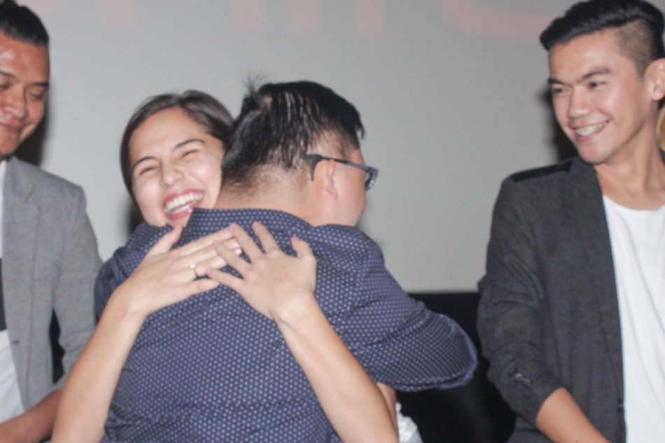 Paolo Pingol (Vanvan) gives Jasmine Curtis a big hug as Romer Gumban (Benny) looks on. STAR NA SI VAN DAMME STALLONE is part of the CineFilipino Film Festival showing in Shang Cineplex, Shang Plaza Mall, Resorts World Manila and Eastwood Mall. It has a limited screening time of March 16 to 21, 2016 so please check the full schedule and venues on the official facebook page: https://www.facebook.com/VanDammeStallonePH/ Photo by Jude Bautista 